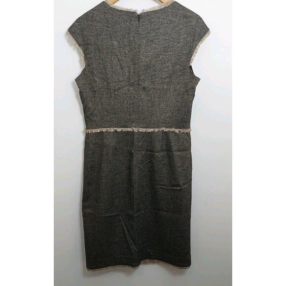 Etcetera Women's Size 10 Dress Gray Midi Wool Blend Bow Fringe Simple - Picture 6 of 9